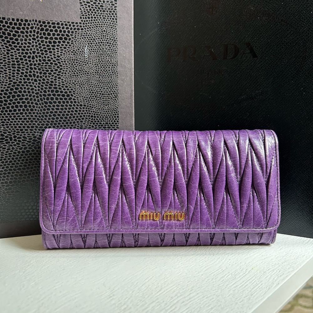 Nwt Miu Miu Matelasse Long Wallet - image 1